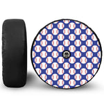Blue Baseball Pattern Print Tire Cover With Camera Hole