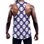 Blue Baseball Pattern Print Training Tank Top