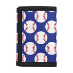 Blue Baseball Pattern Print Trifold Wallet