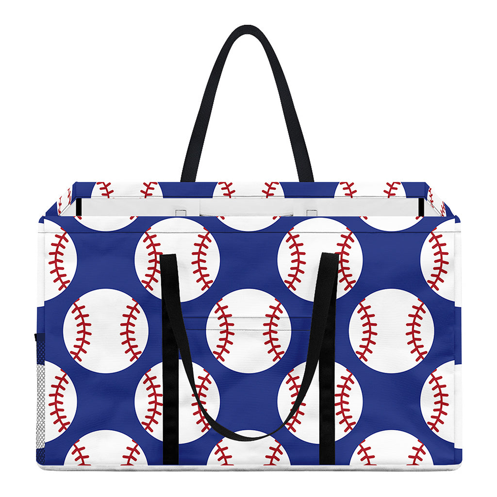 Blue Baseball Pattern Print Utility Tote Bag
