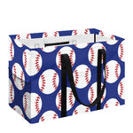 Blue Baseball Pattern Print Utility Tote Bag