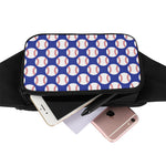 Blue Baseball Pattern Print Waist Bag