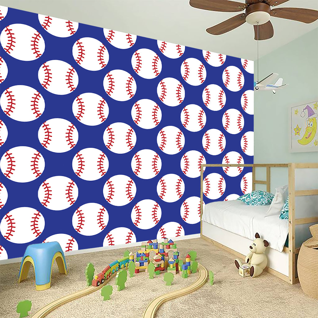 Blue Baseball Pattern Print Wall Sticker