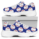 Blue Baseball Pattern Print White Chunky Shoes