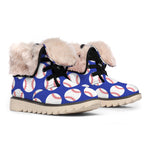 Blue Baseball Pattern Print Winter Boots
