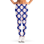 Blue Baseball Pattern Print Women's Leggings
