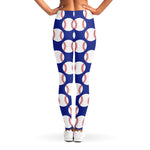 Blue Baseball Pattern Print Women's Leggings