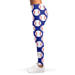 Blue Baseball Pattern Print Women's Leggings