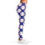 Blue Baseball Pattern Print Women's Leggings