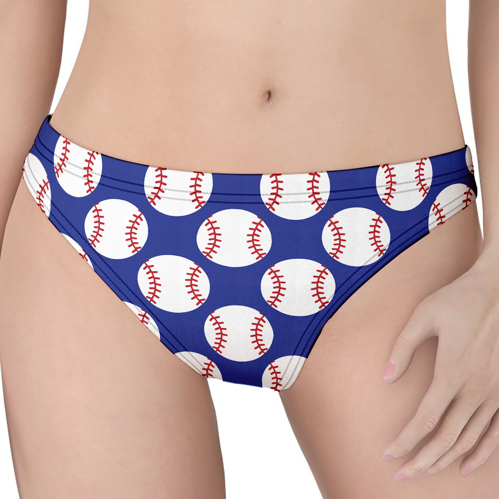 Blue Baseball Pattern Print Women's Thong