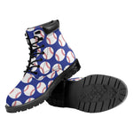 Blue Baseball Pattern Print Work Boots