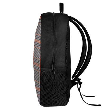 Blue Beige And Orange Glen Plaid Print 17 Inch Backpack