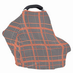 Blue Beige And Orange Glen Plaid Print Baby Seat Cover