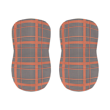 Blue Beige And Orange Glen Plaid Print Bar Stool Covers