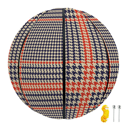 Blue Beige And Orange Glen Plaid Print Basketball