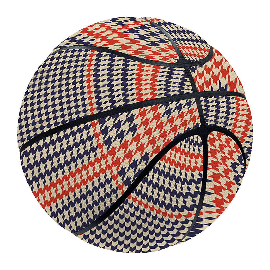 Blue Beige And Orange Glen Plaid Print Basketball