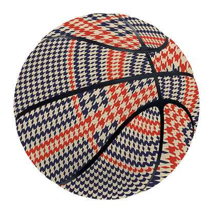 Blue Beige And Orange Glen Plaid Print Basketball