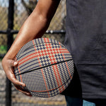 Blue Beige And Orange Glen Plaid Print Basketball