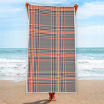 Blue Beige And Orange Glen Plaid Print Beach Towel