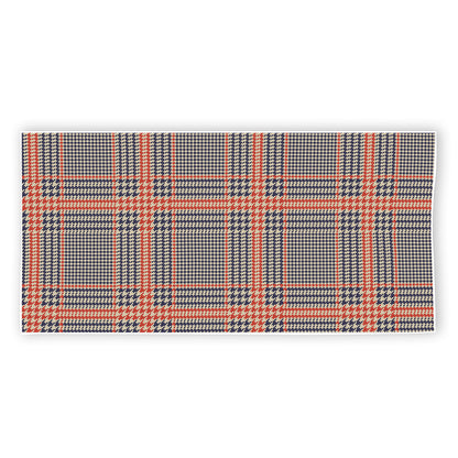 Blue Beige And Orange Glen Plaid Print Beach Towel