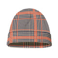 Blue Beige And Orange Glen Plaid Print Beanie