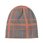Blue Beige And Orange Glen Plaid Print Beanie