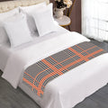Blue Beige And Orange Glen Plaid Print Bed Runner