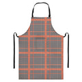 Blue Beige And Orange Glen Plaid Print Bib Apron With Pocket