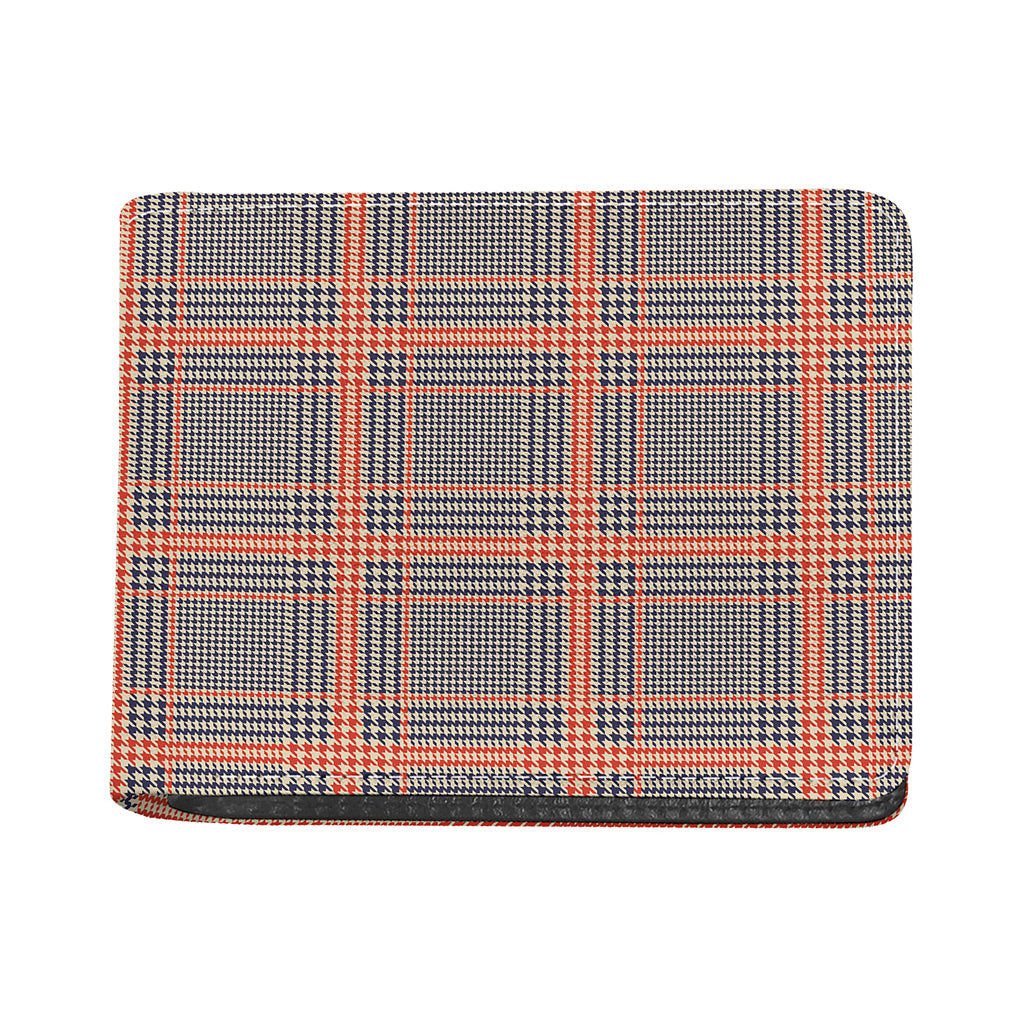 Blue Beige And Orange Glen Plaid Print Bifold Wallet