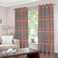 Blue Beige And Orange Glen Plaid Print Dimout Grommet Curtains