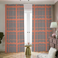 Blue Beige And Orange Glen Plaid Print Dimout Pencil Pleat Curtains
