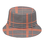 Blue Beige And Orange Glen Plaid Print Bucket Hat