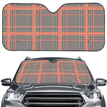 Blue Beige And Orange Glen Plaid Print Car Windshield Sun Shade