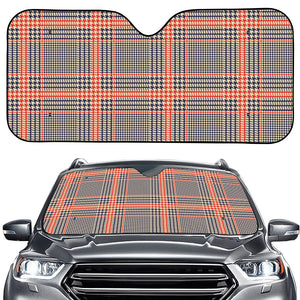 Blue Beige And Orange Glen Plaid Print Car Windshield Sun Shade