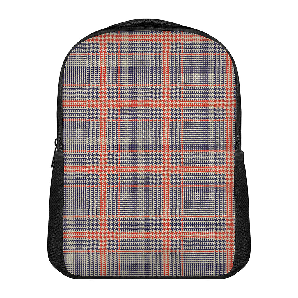 Blue Beige And Orange Glen Plaid Print Casual Backpack