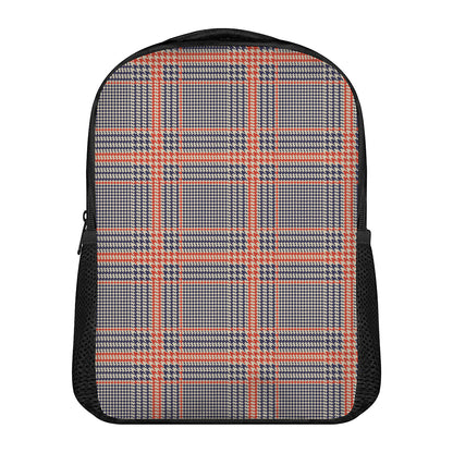 Blue Beige And Orange Glen Plaid Print Casual Backpack