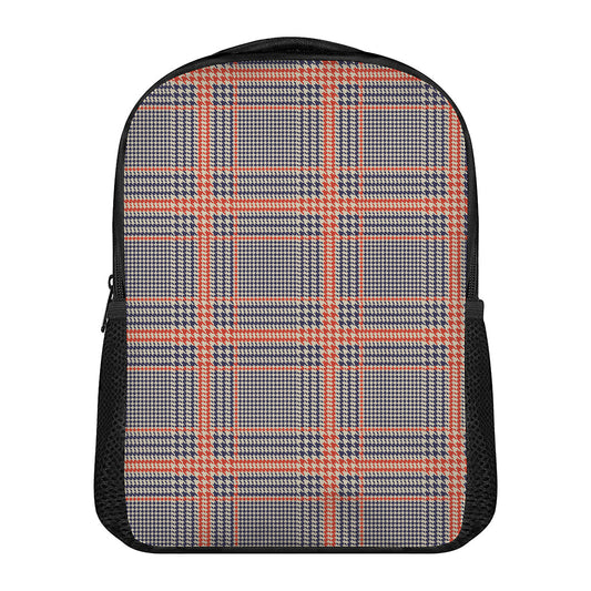Blue Beige And Orange Glen Plaid Print Casual Backpack
