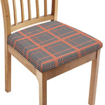 Blue Beige And Orange Glen Plaid Print Chair Cushion Cover