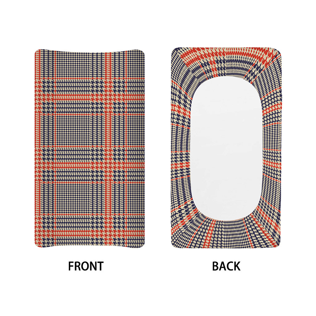 Blue Beige And Orange Glen Plaid Print Changing Pad Cover