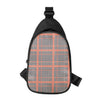 Blue Beige And Orange Glen Plaid Print Chest Bag