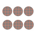 Blue Beige And Orange Glen Plaid Print Coaster Set