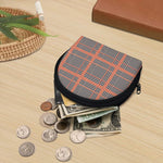 Blue Beige And Orange Glen Plaid Print Coin Purse