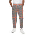 Blue Beige And Orange Glen Plaid Print Cotton Sweatpants