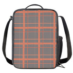 Blue Beige And Orange Glen Plaid Print Crossbody Lunch Bag