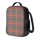 Blue Beige And Orange Glen Plaid Print Crossbody Lunch Bag