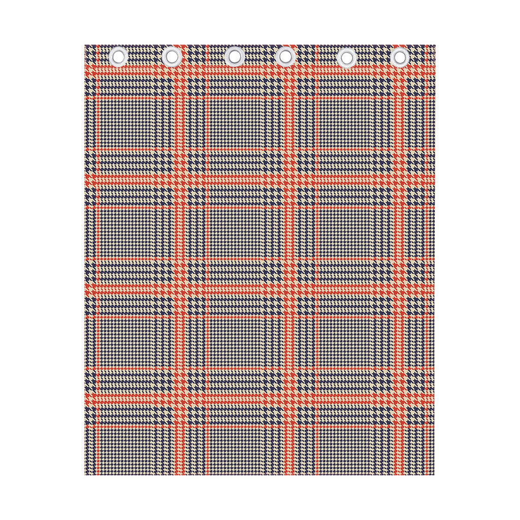 Blue Beige And Orange Glen Plaid Print Curtain