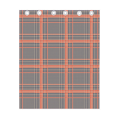 Blue Beige And Orange Glen Plaid Print Curtain