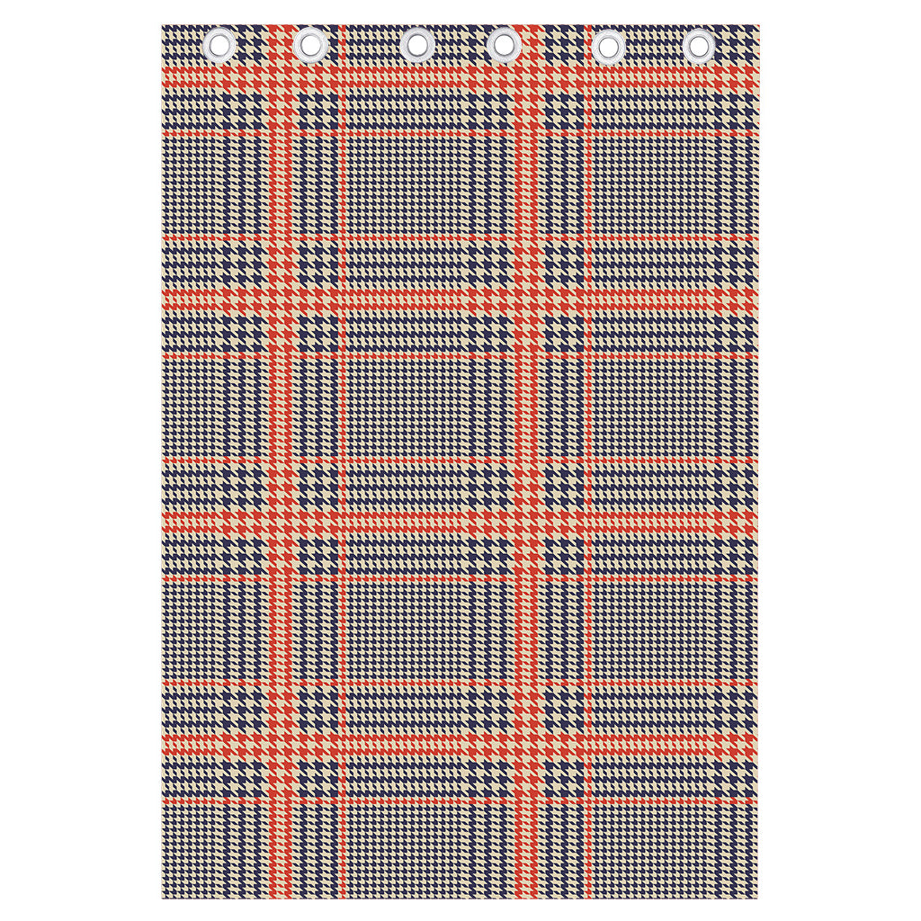 Blue Beige And Orange Glen Plaid Print Curtain