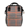 Blue Beige And Orange Glen Plaid Print Diaper Bag