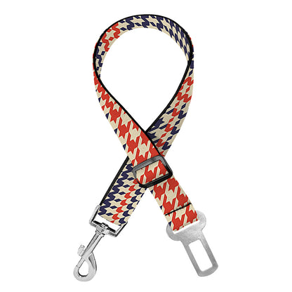 Blue Beige And Orange Glen Plaid Print Dog Seat Belt